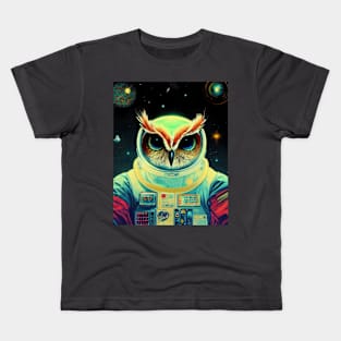 Retro Owl In Spacesuit Kids T-Shirt